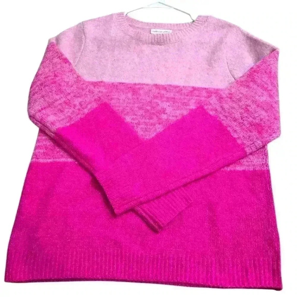 Cupcakes & Cashmere Pink Color Block Sweater Soft Relax Fit Size Large #060 - Picture 3 of 8